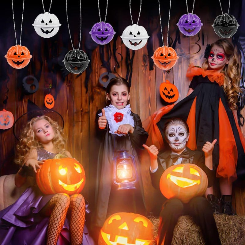 PDFans Halloween Pumpkin Bells 60pcs Jack-o-Lanterns Craft Bells 1Inch Pumpkin Jingle Bells Beads Ornaments with a Roll of String for Halloween Decorations Party Favors - Image 3